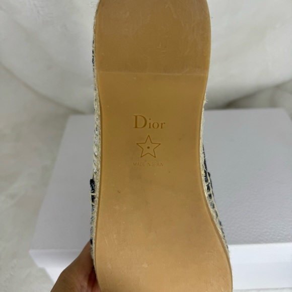 Dior Granville Tie Dye Denim Blue White Logo Embroidered Espadrille - Picture 10 of 14